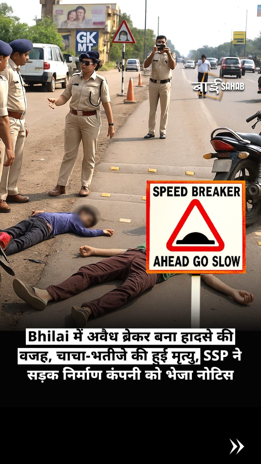 Bhilai में अवैध ब्रेकर बना हादसे की वजह, चाचा-भतीजे की हुई मृत्यु