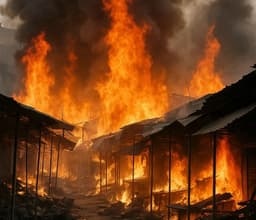 शनिचरी मार्केट में लगी भीषण आग, दर्जन भर दुकानें जलकर हुई खाक